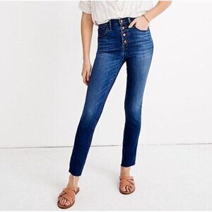 Madewell 10 Inch High Rise Skinny Crop Jeans Button Front Raw Hem Tencel